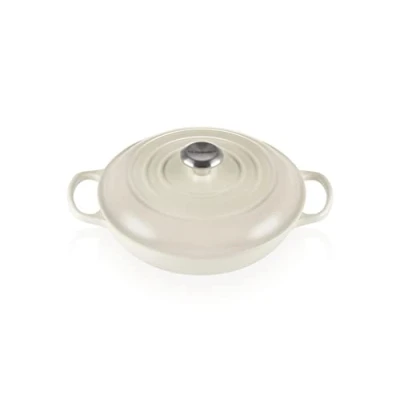 Imagen de Le Creuset Evolution Cacerola baja de hierro fundido, Redonda, Pomo acero inoxidable, Ø 26 cm, Beige Merengue,21180267164430