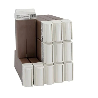 Imagen de Epilwax 12 Cartuchos Roll On de 100 ml Cera Depilatoria Tibia profesional Chocolate para Depilación con Bandas Depilatorias des las piernas, axilas, y el cuerpo