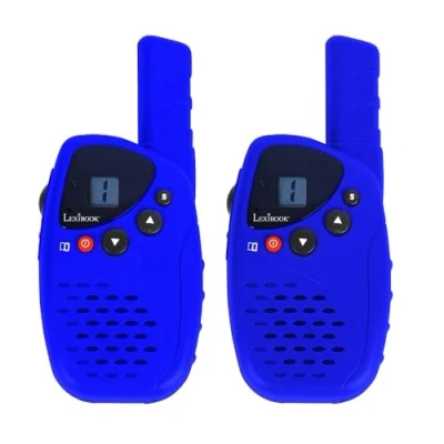 Imagen de Lexibook, Walkie Talkies de Larga Distancia 5km con Base Carga, Pantalla LCD, Linterna, Clip para cinturón, Juego comunicación y acción Aventuras al Aire Libre, Recargable, Azul, TW45Z