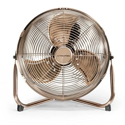 Imagen de TROTEC Ventilador de Suelo TVM 11, 37 W, 3 Velocidades Ventilación, Portátil, Silencioso, Inclinación Regulable 100, Pie Apoyo Estable y Antideslizante, Hogar, Oficina, Vintage, Bronce