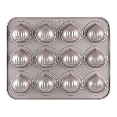 Imagen de CHEFMADE Muffin Torta de Pan, Utensilios para Hornear antiadherentes en Forma castaña 12 cavidades el Horno (Oro champán)