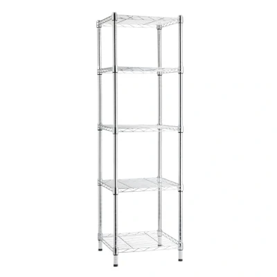 Imagen de Amazon Basics Estantería ajustable con 5 baldas, Cromado, 40.6 cm x 137 (profundidad ancho alto)