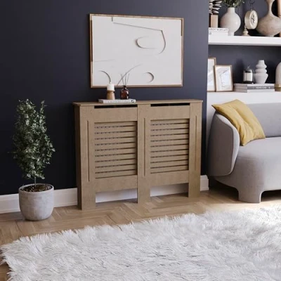 Imagen de Vida Designs Milton Rejilla para radiador (MDF, sin Pintar), tamaño Mediano, Madera de ingeniería, marrón, Medium