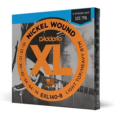 Imagen de D&#039;Addario EXL140 8 Light Top/Heavy Bottom 10 74 String Nickel Wound Electric Guitar Strings