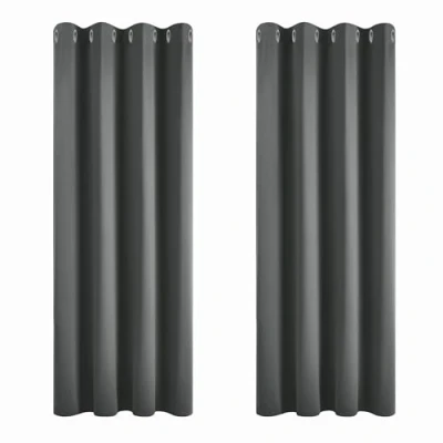 Imagen de Deconovo Cortinas Salón Opacas Aislantes Termicas para Habitación de Color Liso con Ojales 2 Piezas 117 x 138 cm Gris Oscuro