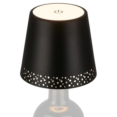 Imagen de BRILONER Lámpara LED de Botella Regulable, Superior, Mesa, Cabecera Táctil Escritorio, Lectura, 11x9 cm (DxH), Negro