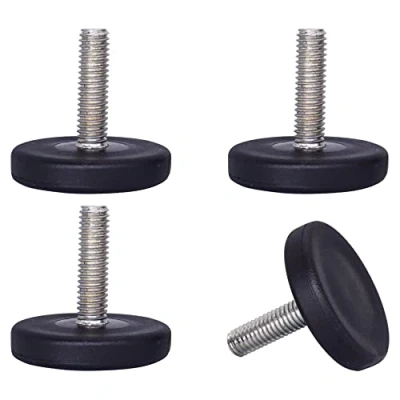 Imagen de SKIR&#039;CO 4 piezas, patas niveladoras de muebles M6 x 20 mm, redondas metal ajustables, vástago roscado M6, pie deslizante nivelador