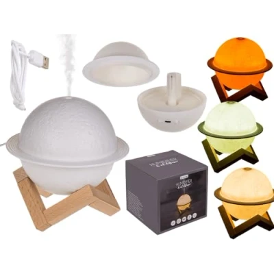 Imagen de Difusor de Aceite y humidificador, con Soporte Madera, 3 Niveles luz Cable USB, 110 ml, 13,8 x 10,5 cm, plástico, en Caja Regalo