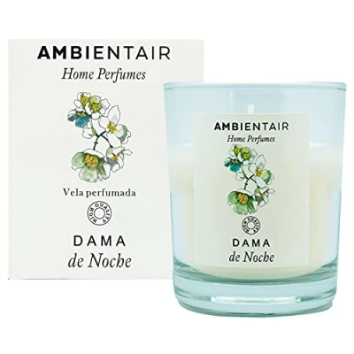 Imagen de SEVENREEDS, Ambientair Home Perfume. Vela aromática dama de noche, ambientador para casa, Aromaterapia, en vaso cristal interiores. Duración 30 horas