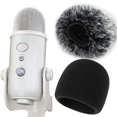 Imagen de YOUSHARES Filtro Pop/Parabrisas Protector para Blue Yeti, Yeti Pro Micrófonos Espuma &amp; Furry Interior/Exterior Parabrisas Muff