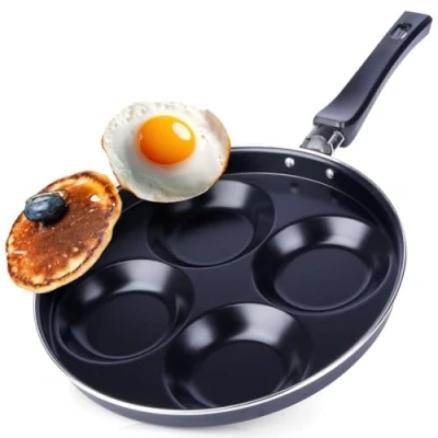 Imagen de QALITY EGG POACHER PAN 4 HOLE CUP POACH POACHING SAUCEPAN FRYING INDUCTION