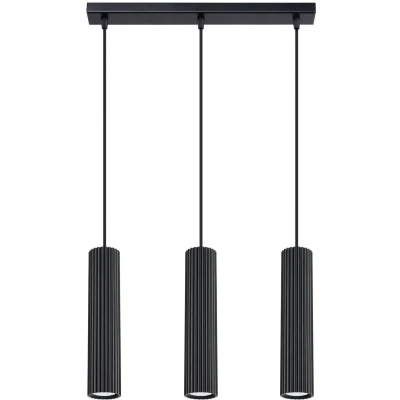Imagen de SOLLUX lighting KARBON Modern Lámpara colgante Luminaria de aluminio versátil GU10, LED máx. 10 W, IP 20 Bombilla no incluida 3x Fuente Luz 6,5x45x98cm, Negro