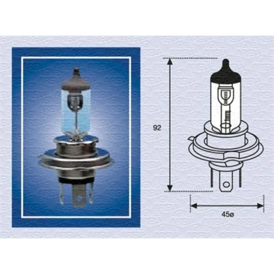 Imagen de MAGNETI MARELLI 002156100000 Lámpara, faro de carretera H4 24V 75/70W P43t Halógena