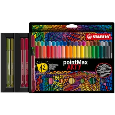 Imagen de Rotulador premium punta media STABILO pointMax Estuche ARTY con 42 colores