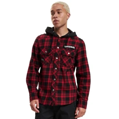 Imagen de Brandit Maiden Check Shirt Hooded EDDI, color: dark red+b, size: XL