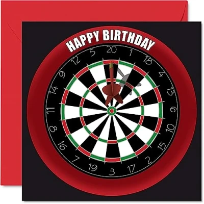 Imagen de Divertidas tarjetas de cumpleaños 40 para hombres y mujeres, tablero dardos, tarjeta feliz papá, mamá, hermano, hermana, abuelo, niñera, tío tía, 145 mm x mm, dardos