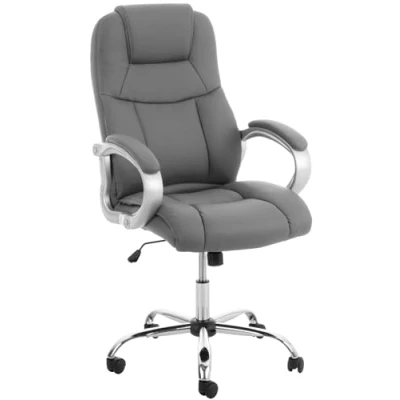 Imagen de CLP Silla De Oficina XXL Apoll En Cuero Sintético I Escritorio Regulable Altura &amp; Giratoria Ordenador con Ruedas Color: Gris