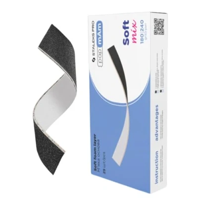 Imagen de STALEKS PRO 25 pcs Recambio fundas de limas doble cara PapmAm MIX con espuma soft. Para base lima recta. Expert (Grano 180/240)
