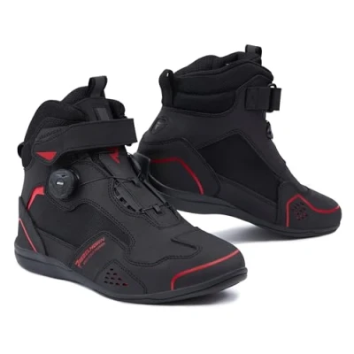 Imagen de REBELHORN Spark II Botas de Moto Mujer e Hombre Cuero PU Sistema Lazada Rápida ATOP Protectores Tobillo Punteras Reforzadas Paneles Ventilación Malla