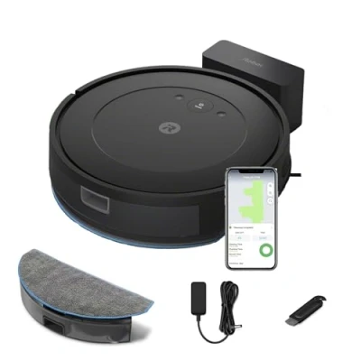 Imagen de Robot friegasuelos iRobot Roomba Combo Essential, 2 en 1, Aspirador, Autonomía 160 min, 3 niveles limpieza, App, Control por voz, Blanco