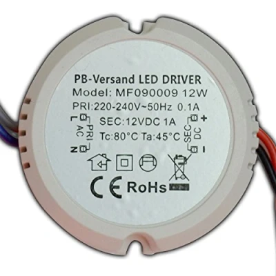 Imagen de PB Versand Transformador LED de 12 W, V CC, Redondo, Circular, Bombilla, Fuente alimentación, balasto, Caja distribución