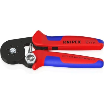Imagen de Knipex Alicate autoajustable para crimpar punteras huecas de acceso lateral bruñido, con fundas multicomponentes 180 mm 97 53 14