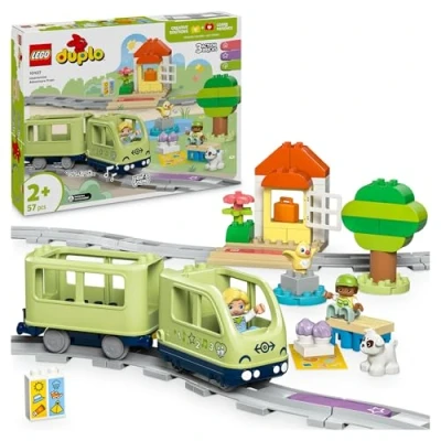 Imagen de LEGO Duplo Mi Ciudad Aventura Ferroviaria Interactiva Juguetes Montessori de Construcción para Niños y Niñas 2 Años con Vías Tren Juguete, Juego Educativo Luces Sonidos 10427