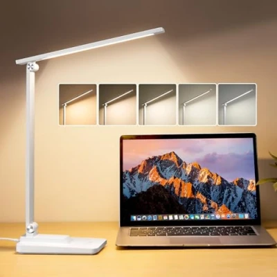 Imagen de One Fire Lampara Escritorio LED,500 Lumen Flexo LED Escritorio,15 Modos Escritorio,Lampara Plegable &amp; ajustable,Lampara de Mesa,Lampara Escritorio,Luz Lamparas