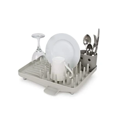 Imagen de Joseph Duo Escurreplatos sobre Fregadero, Escurridor Platos De Cocina con Soporte para Utensilios y Caño Drenaje, Plastico, Gris