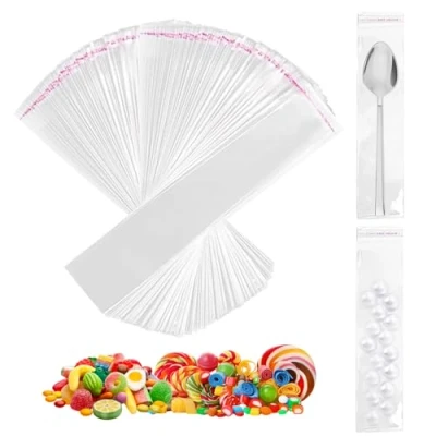 Imagen de 200 Piezas Bolsas Celofan Transparente,25 x 5 cm de Autoadhesivas,Bolsas para Chuches,Bolsas Celofán Transparentes Plastico,para joyas, regalos y chuches