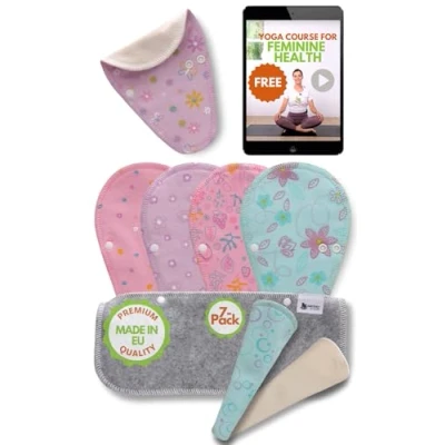 Imagen de Natissy Salvaslip Reutilizable TANGA; 7 Pack (S) THONG Algodón Orgánico HECHAS EN LA UE; Compresas Lavables sin PUL; Tela para el uso diario, flujo blanco, NO menstruación