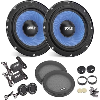 Imagen de Pyle Juego de Altavoces Coche, 6.5, Auto, Bidireccionales, 2 vias, Envolvente Caucho butilo no fatigante, 360V, Impedancia 4 Ohm, Bovina movil ASV