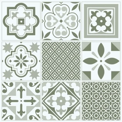 Imagen de d c fix suelo vinilo autoadhesivo azulejos orientales verdes 11 losetas impermeable, decorativo vinilico baldosas adhesivos PVC para cocina, baño y salón 30x30 cm