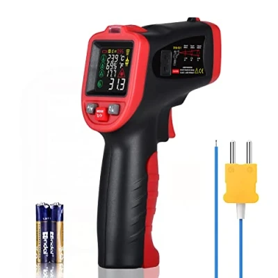 Imagen de Wintact Pistola Termómetro Infrarrojo 58℉ a 1202℉ Térmica Láser IR para Ambiente, Temperatura de Superficie, Humedad, con Alarma Automática Punto Rocío, Sonda Termopar