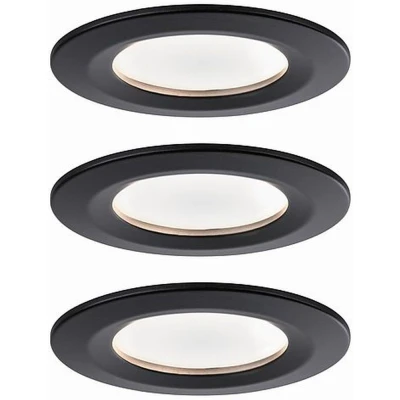 Imagen de Paulmann 94474 Luminaria empotrable LED Nova, Coin, set de 3, redonda/fija 3x6,5 W blanco cálido, 3StepDim, foco empotrable, negro mate, alu., 2700 K