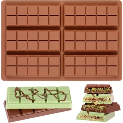 Imagen de AVANA molde de silicona para 6 platos chocolate, sin BPA, antiadherente, marrón (forma 2)