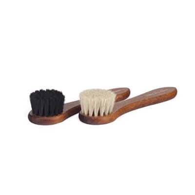 Imagen de Langer &amp; Messmer Set de 2 cepillos con 100% cerdas crin caballo para la limpieza y el cuidado zapatos piel (blanco/negro)