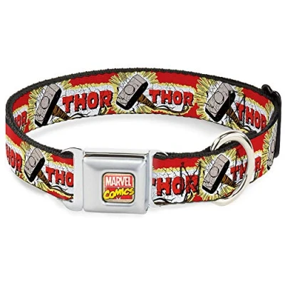 Imagen de BUCKLE DOWN 9 15 &quot;Marvel Comics Thor y Martillo Rojo/Amarillo/Blanco Collar de Perro