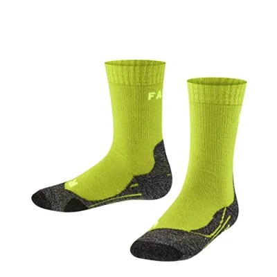 Imagen de FALKE TK2 K SO lana hilo funcional anti ampollas gruesa 1 par, Calcetines para senderismo Unisex niños, Amarillo (Lime 7601), 27 30