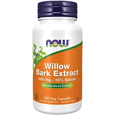 Imagen de Now Foods, Willow Bark Extract (Extracto de Corteza Sauce), 400mg, 100 Cápsulas Veganas, Probado en Laboratorio, Sin Soja, Gluten, No GMO