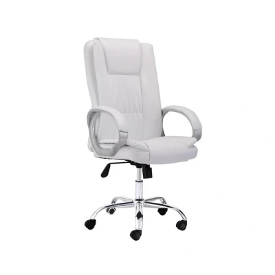 Imagen de Atlas, Sillón Giratorio de Oficina o Despacho, Silla Giratoria Escritorio con Brazos, Acabado en Símil Piel Color Blanco, Medidas: 66 cm (Ancho) x (Fondo) 93 107 (Alto)