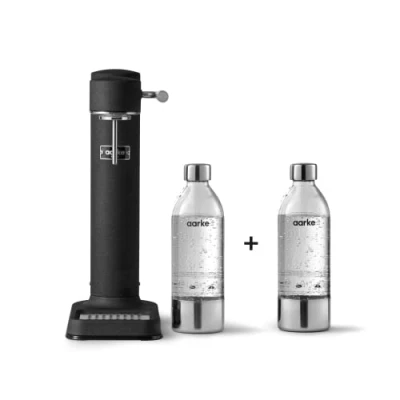 Imagen de Aarke Carbonator 3, Máquina Gasificadora de Agua en Acero Inoxidable, incluye Dos Botellas (800ml), Acabado Negro