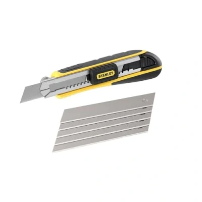 Imagen de STANLEY 0 10 481, Cúter de gama Fatmax, Ancho cuchilla 18 mm, Bloqueo y recarga automática la cuchilla, Carro acero inoxidable, Suministrado con 6 cuchillas