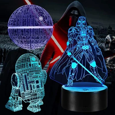Imagen de Zanetta Star Wars 3D Luz Nocturna,16 Colores Cambian Lámpara de Ilusión Con Mando a Distancia para Chico Niños Regalos