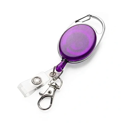 Imagen de kwmobile Llavero retráctil con clip para tarjeta de identificación Colgante cable extensible soporte En violeta
