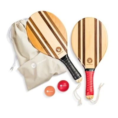 Imagen de two46 Palas Frescobol El Deporte de Verano Moda Brasil Raquetas Playa Madera Hechas a Mano (Incluye Pelota iniciación, rápida y Bolsa)