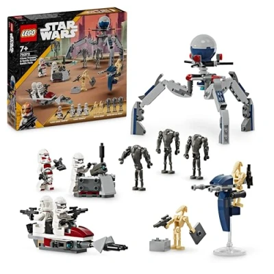 Imagen de Lego Star Wars Pack de Combate: Soldado Clon y Droide Combate, Juguete Infantil, Moto Speeder Juguete, Figura Tri Puesto Defensivo, Regalo para Niños Niñas 7 Años o Más 75372