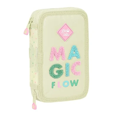 Imagen de Glowlab Magic Flow Estuche Escolar Niño, con Colores, 28 Útiles Incluidos, Ideal para Niños de 5 a 14 Años, Cómodo y Versátil, Calidad Resistencia, 12.5x4x19.5 cm, Color Beige