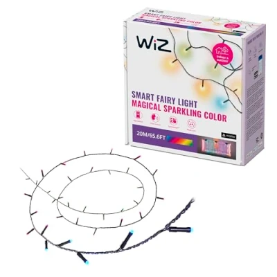 Imagen de WiZ Guirnalda inteligente RGBIC, 160 LEDs, 16 millones de colores, para interior y jardín, conexión via Wi Fi, control voz/app, sincroniza con música, funciona Google Home, Alexa HomeKit.