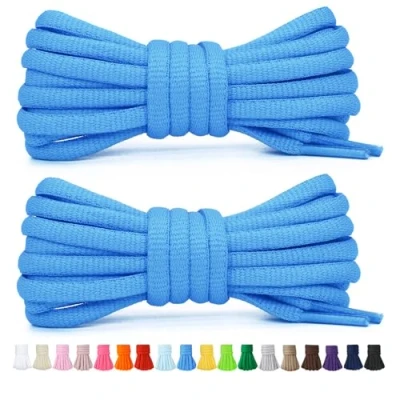 Imagen de Stepace 2 Pares de Cordones Redondos 60cm para Sneakers, Longitud 200cm 18 Colores, Zapatos Azul 120cm
